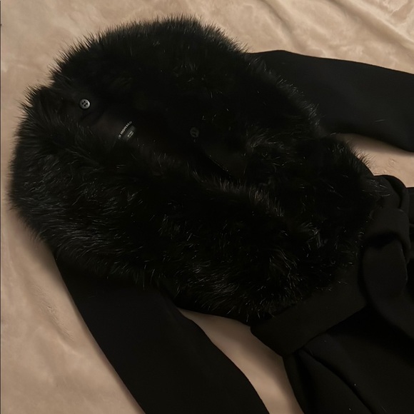 CLUB MONACOBlack Faux Fur Collar Coat - Picture 2 of 5